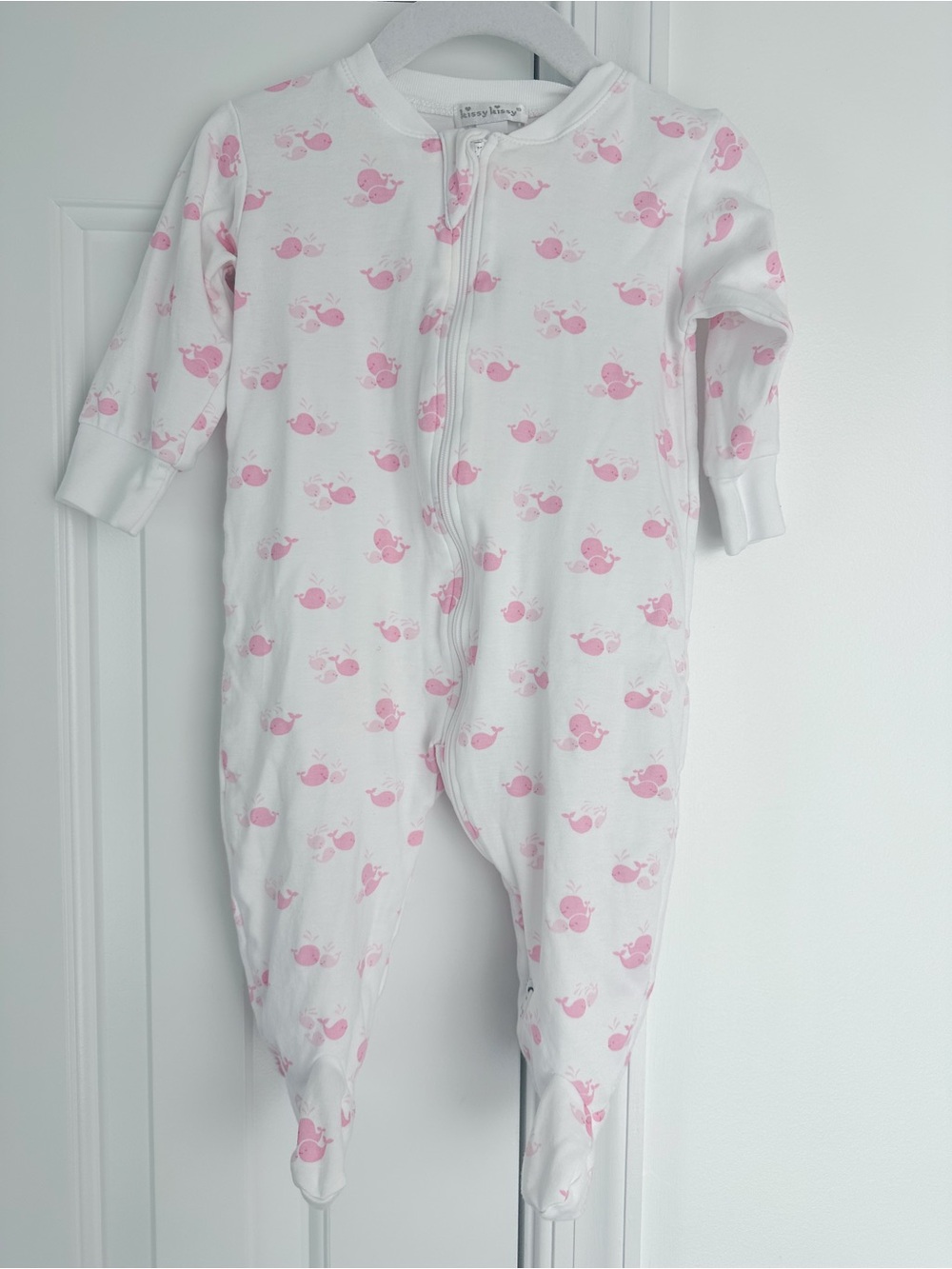Kissy Kissy 9m sleeper pink whale print excellent condition